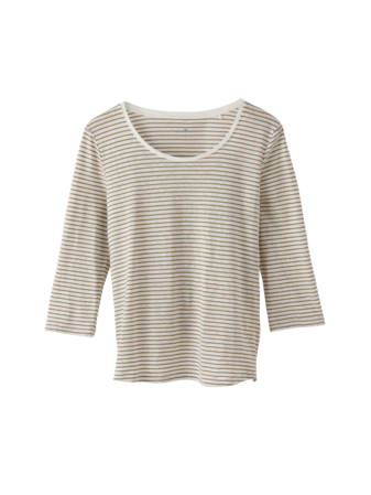 Shirt 3/4-Arm, ringel weiss/oliv