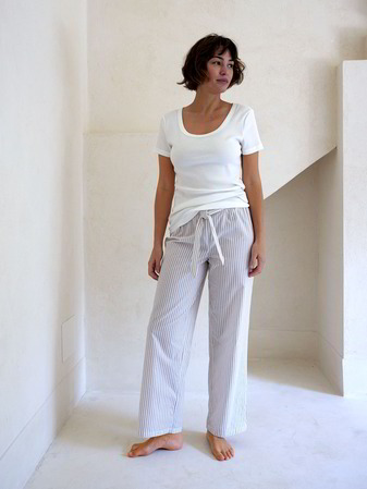 Pyjamahose, malve/weiss gestreift