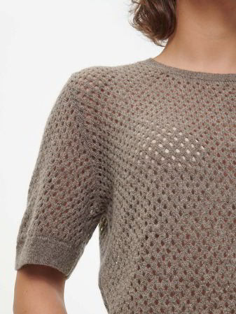 Kurzarmpullover aus Yakwolle, 64 hasel melange