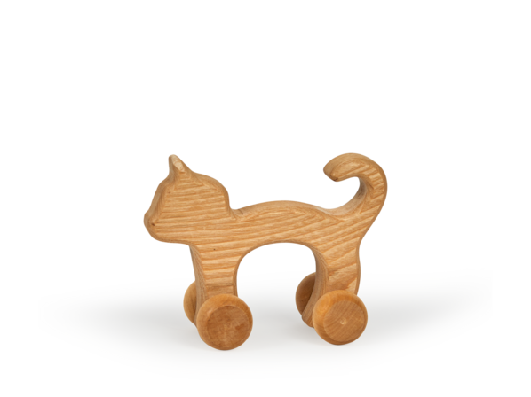 Rolltier Katze aus Eschenholz