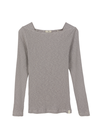 Langarmshirt aus Bio Baumwolle, ringel-rippe natur/grau