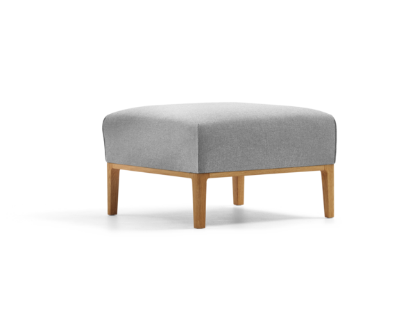 Hocker Lorea, Eiche, mit Bezug Wollstoff Kaland Kiesel