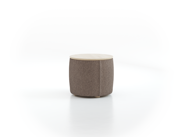 Sofatisch/Hocker Tambor mit Stauraum u. Holzdeckel, H 34,3 cm, Ø 39 cm, Bezug Wollstoff Tano Natur (79), Esche