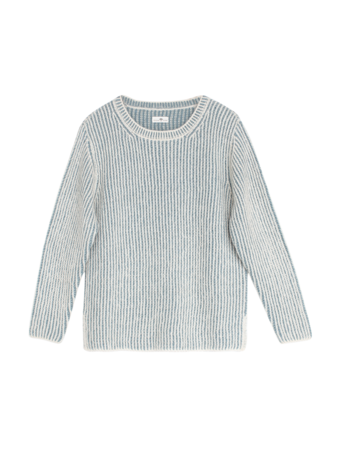 Pullover, rippe blau/weiss
