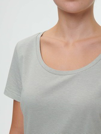 Schlafshirt aus Bio-Baumwolle, salbei/weiss ringel