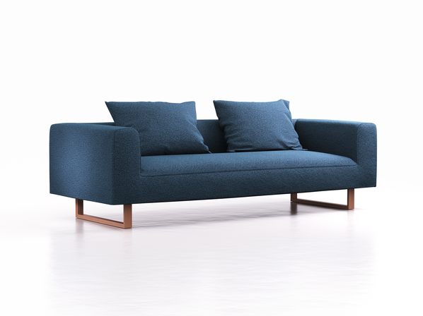 3er Sofa Sereno, B235xT96xH71cm, Sitzhöhe 43 cm, inkl. 2 Kissen (70x55 cm), Kufenfuß Buche, Wollstoff Elverum Ozean