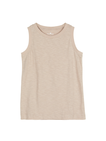 Top aus Bio-Baumwolle, camelie/taupe ringel