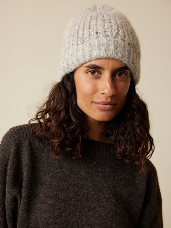 Strickmütze aus Alpakawolle und Baumwolle, grau melange