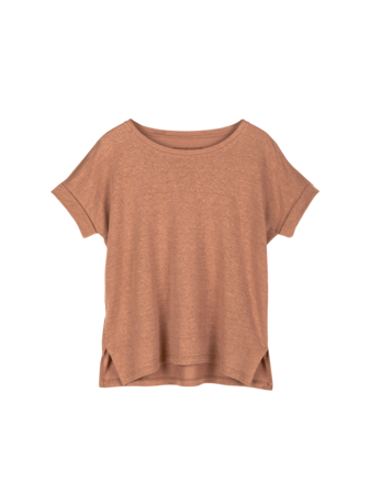 Kurzarmshirt aus Bio Leinen, bronze