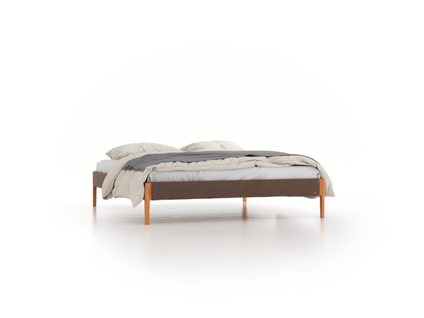 Bett Lorea ohne Betthaupt, 180 x 200 cm, Wollstoff Tano Natur (79), Buche