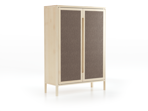 Vitrine Tenso, H= 142.4, Türfüllung Wollstoff Tano Natur (79), Esche