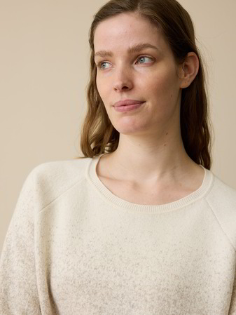 Pullover aus Bio-Baumwolle und Wolle, degradé sand/weiß