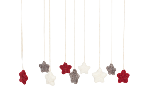 9er-Set Sterne, natur, grau, rot