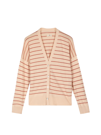 Strickjacke aus Bio-Baumwolle, ringel crème-mahagoni