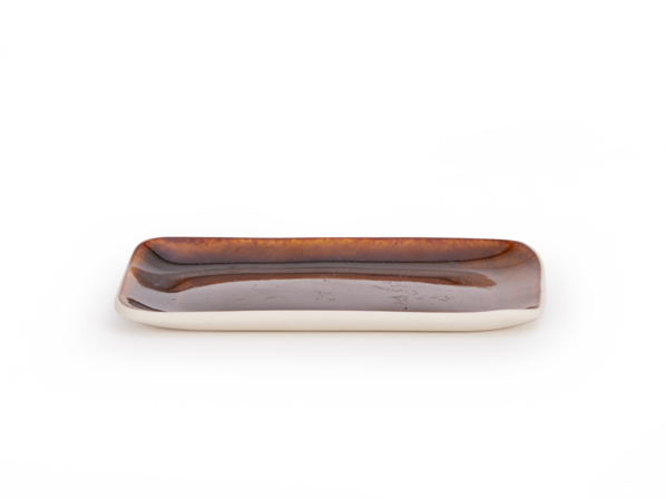 Tablett aus Porzellan, braun