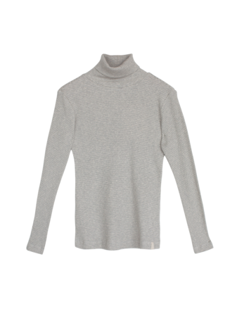 Rollkragenshirt, ringel-rippe natur/grau