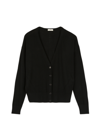 Strickjacke aus Bio-Wolle, schwarz