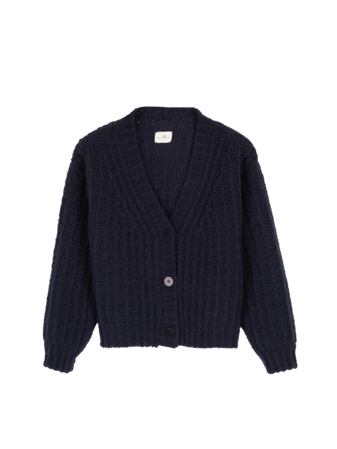 Strickjacke aus Bio-Wolle, dunkelblau