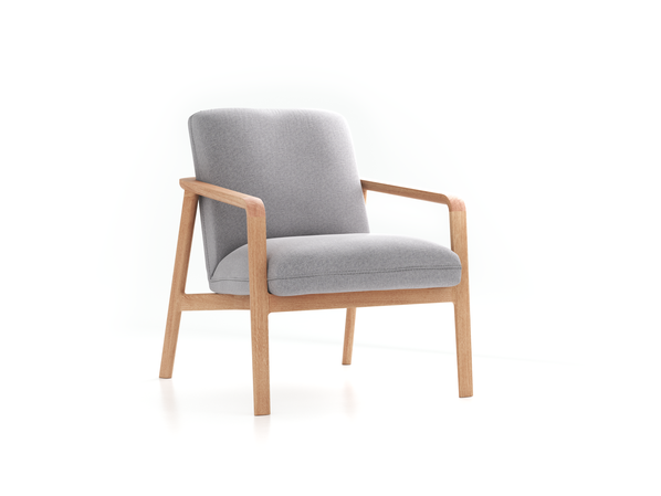 Fauteuil Ketil, Wollstoff Kaland Kiesel (68), Eiche