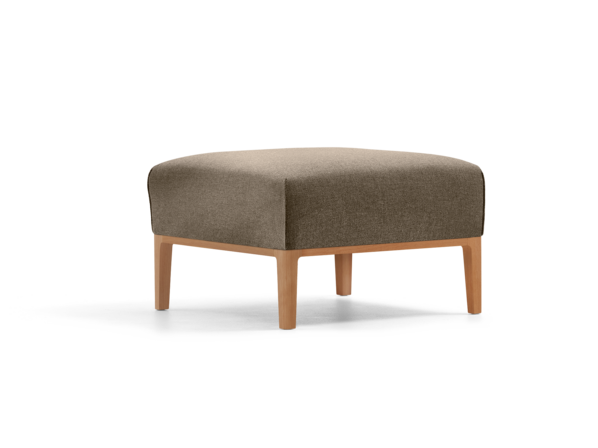 Hocker Lorea, Buche, mit Bezug Wollstoff Kaland Torf