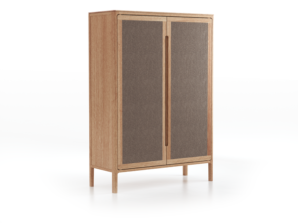 Vitrine Tenso, H= 142.4, Türfüllung Wollstoff Tano Natur (79), Eiche