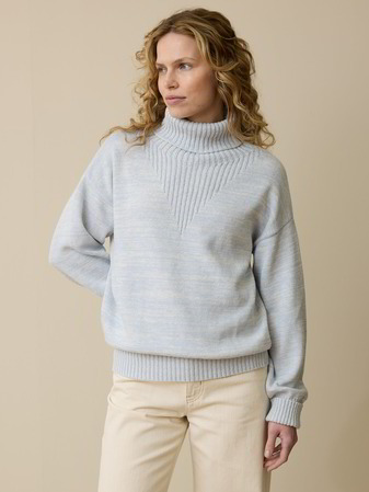 Pullover aus Bio-Baumwolle und Wolle, eisblau mouline