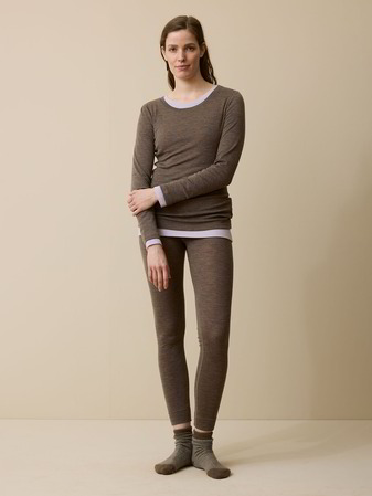 Langarmshirt aus Bio Wolle, walnuss melange