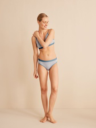 Slip mit Kontrastbund, grau melange
