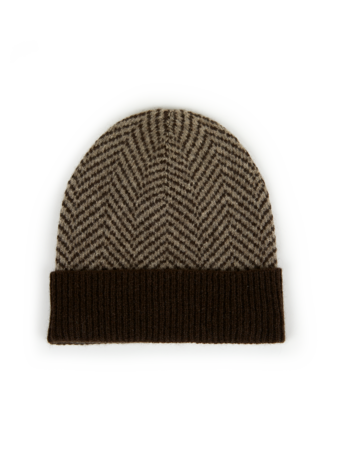 Strickmütze aus Yakwolle, yak fischgrat