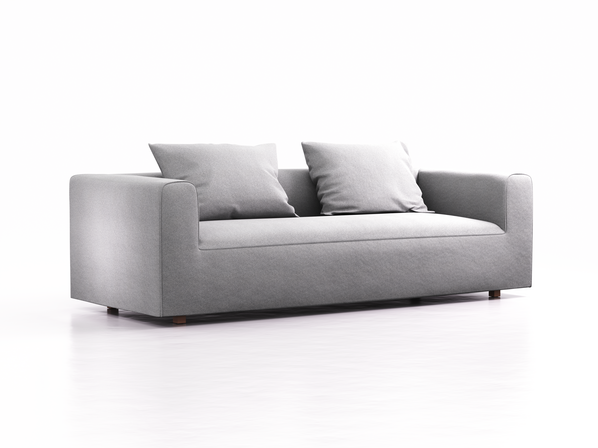 3er Sofa Sereno, bodennah, B235xT96xH71cm, Sitzhöhe 43 cm, inkl. 2 Kissen (70x55 cm), Buche, Wollstoff Stavang Kiesel