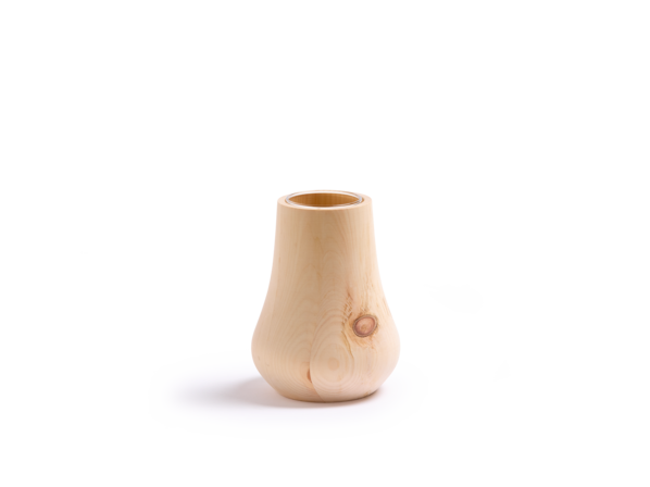 Vase aus Zirbenholz, glatt, inkl. Glaseinsatz