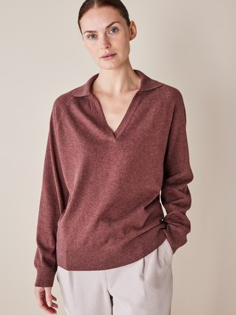 Pullover mit Kragen, Bio-Baumwolle-Alpaka, chocolat melange