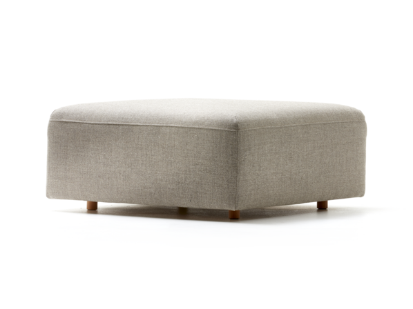 Hocker Sereno, Bodennah, mit Bezug Wollstoff Tano Natur, Buche