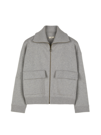 Strickjacke aus BIo-Baumwolle und Wolle, grau melange