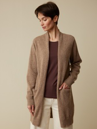 Strickjacke aus Alpakawolle, walnuss melange
