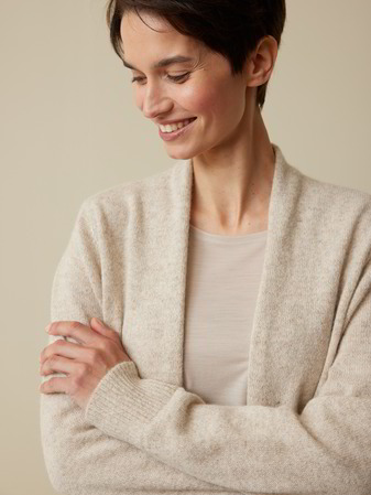 Strickjacke aus Alpakawolle, natur melange