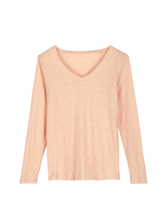 Langarmshirt aus Bio-Leinen, light apricot