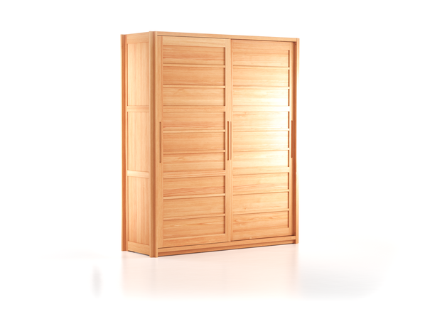 Kleiderschrank Kurido 2-türig, B 195,6 x H 230x T 66,3 cm, schmale Türen, Holz, Buche