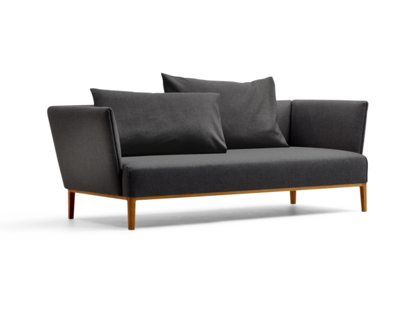 Lorea 2er-Sofa, mit Bezug Wollstoff Kaland Schiefer