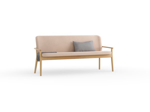 Polsterbank Kilian, 180 cm, Wollstoff Elverum Haselnuss, Eiche