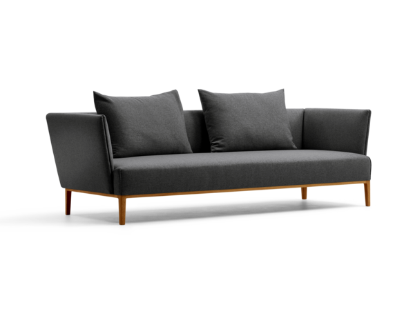 Lorea 3er-Sofa, Eiche, mit Bezug Wollstoff Stavang Schiefer