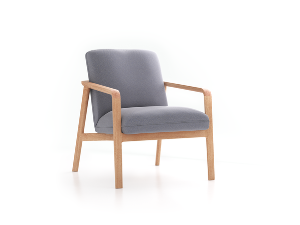 Fauteuil Ketil, Wollstoff Elverum Torfblau (82), Eiche