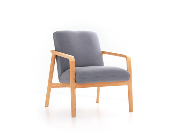 Fauteuil Ketil, Wollstoff Elverum Torfblau (82), Buche