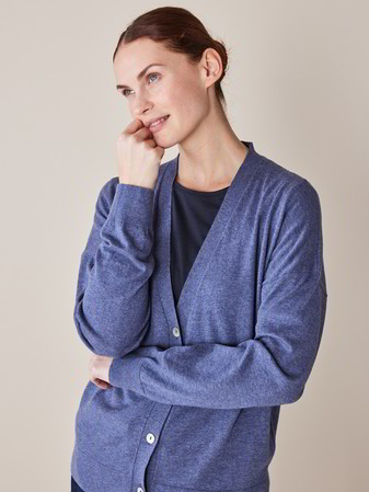 Strickjacke Langarm, blau melange