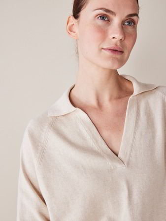 Pullover mit Kragen, Bio-Baumwolle-Alpaka, weizen melange