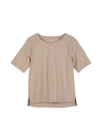 Shirt aus Bio-Baumwolle, camelie/taupe ringel