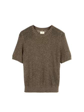 Kurzarmpullover aus Yakwolle, 64 hasel melange