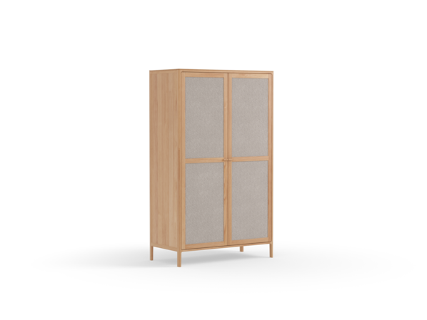  Kleiderschrank Tenso 2-türig, Wollstoff Tano Natur, Buche