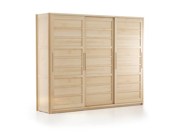 Kleiderschrank Kurido 3-türig, B 288 T 66,3 x H 230 cm, schmale Türen, Holz, Esche