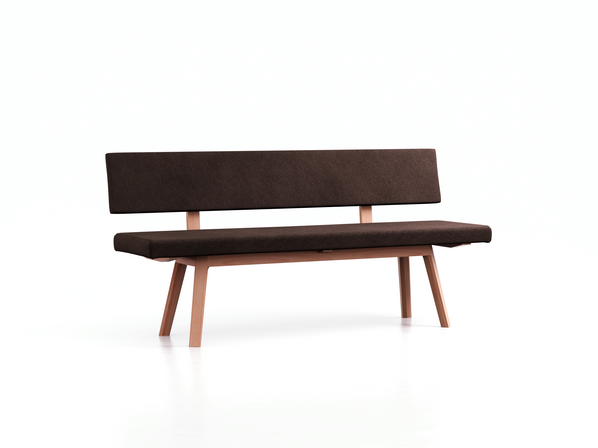 Polsterbank Mirato mit Rückenlehne, Buche, Bezug Wollstoff Stavang Torf, L 180 x T 56,5 x H 86 cm